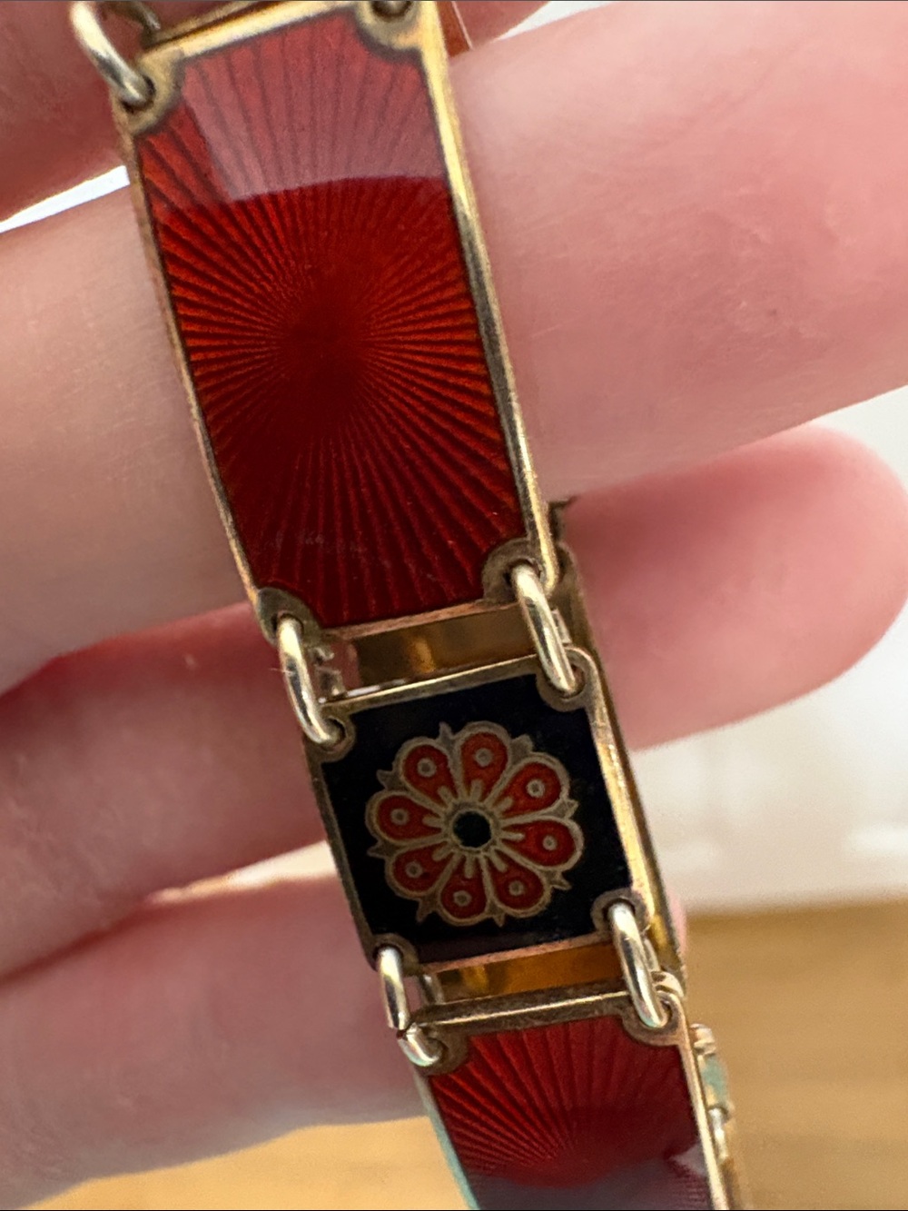 Rare Vintage David-Andersen Norwegian Sterling Silver Enamel Bracelet